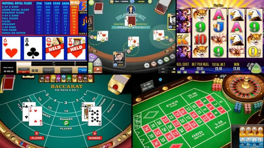 Tampilan area kasino digital FUNGAME777 dengan nuansa meja permainan